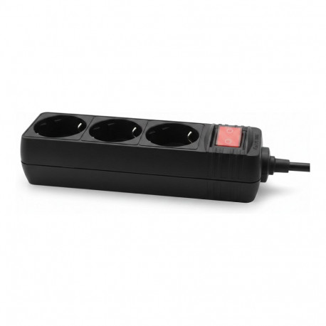"helos Steckdosenleiste CLASSIC, 3-fach, schwarz, 5,0m, mit Schalter"