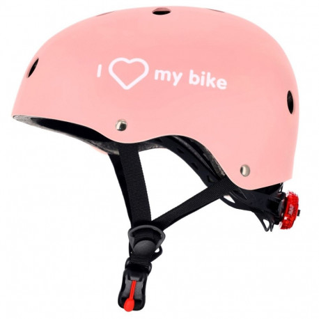 Kask M dla dzieci 3-7 lat  HEART BIKE z lampką LED  różowy