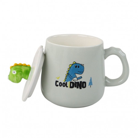 kubek keraamiline dinosaurus sinine kaas lusikas 350ml