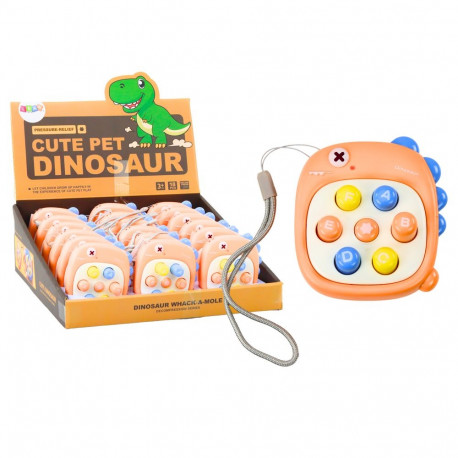 Gra zręcznościowa whack a mole literki dinozaur oranž