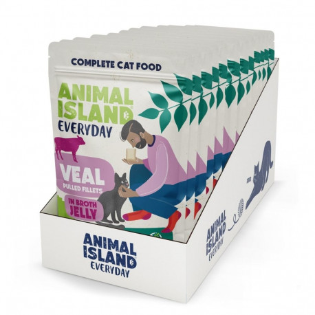 Cat Food - ANIMAL ISLAND Everyday Jelly Veal Wet Cat Food 12 x 85g