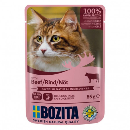 BOZITA Meat chunks in jelly with beef – wet cat food – 85g