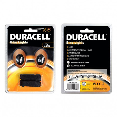 Zestaw lampek rowerowych Duracell Front+Rear 1 Led 00919