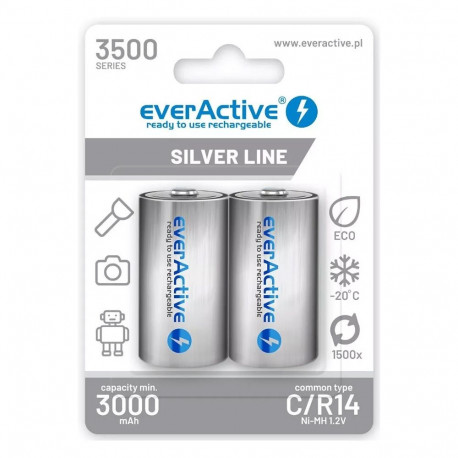 Rechargeable Batteries - everActive R14/C Ni-MH 3500 mAh 2 pcs.