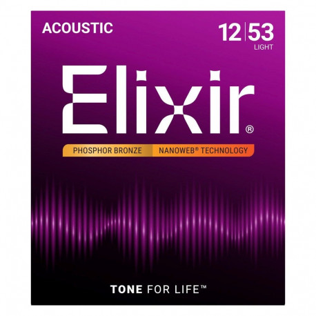 Elixir akustilise kitarri keeled 16052 fosforpronksist kerged NW (12-53)