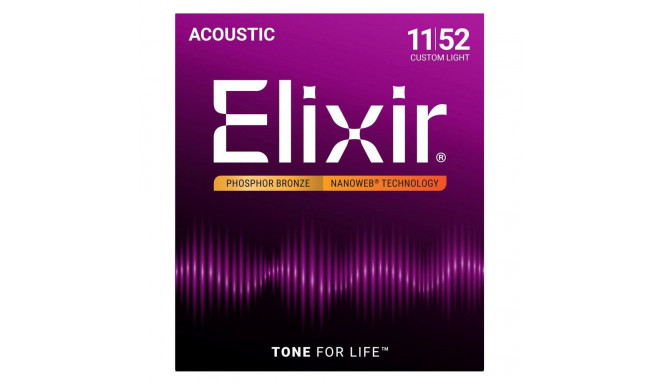Elixir Strings akustilise kitarri keelpaarid 16027 Phosphor Bronze Custom Light NW 11-52