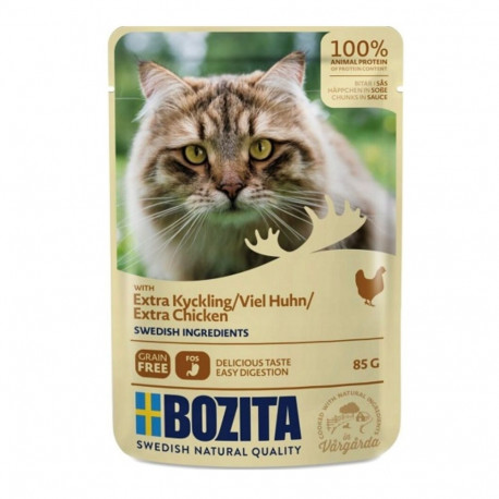 BOZITA märg kassitoit lihatükid kastmes kanaga 85g