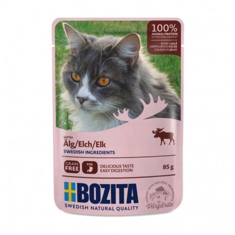 BOZITA märg kassitoit li​hatükid želees põdralihaga 85g