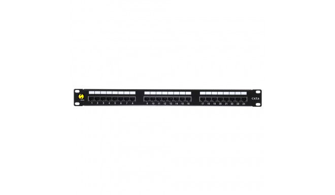 Patch panel 19'' Netrack 24-porty kat. 6 UTP,  z półką