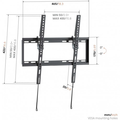 Vogels Wall mount | UP 4013 Tilting TV Wall Mount M | 32-65 " | Tilt | Maximum weight (capacity) 45 