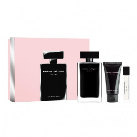NARCISO RODRIGUEZ tualettvesi FOR HER 50ML pihustiga + 10ML pihustiga + kehapalsam 50ML komplekt