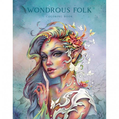 Coloring Book - Blue Angel Wondrous Folk 50 Illustrations Color Book