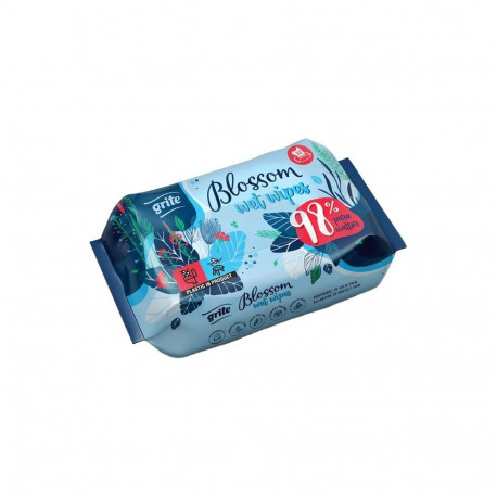GRITE Blossom wet wipes, 100% biodegradable, 3-ply, 100 pcs.