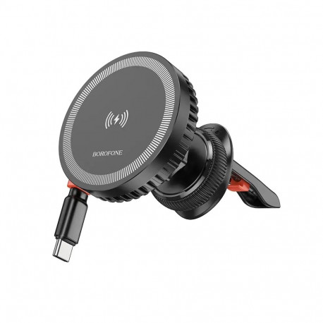 Borofone Car holder BH208 Mona magnetic with induction charging with Type C cable to air vent black