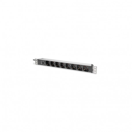 Digitus Socket strip with aluminum profile and back-up fuse, 8-way Italian output, 2 m cable IEC C14