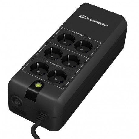 POWER WALKER - UPS Offline 600 VA, 6 AC Outlets, 8 Min Backup