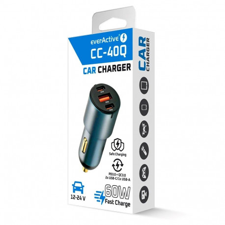 Car Charger - everActive CC-40Q USB QC3.0 + 2x USB-C PD 60W