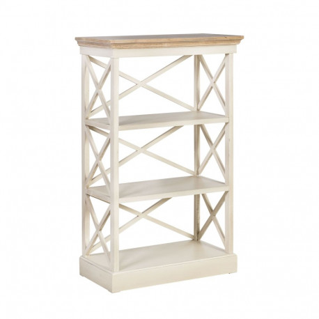 Bookcase SAMIRA 72x36xH119cm, w/ 3 shelf, color: antique white / brown