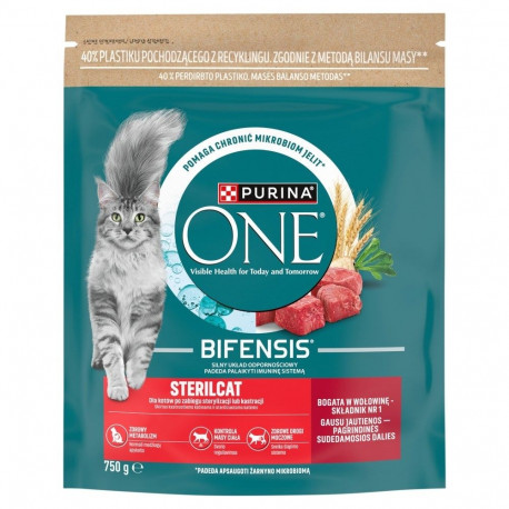 PURINA One Bifensis Sterilcat kuiv kassitoit veiseliharikas 750g