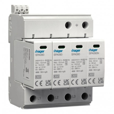 SPA931 SPD SURGE PROTECTIVE DEVICE T1+T2 B+C 4P 4M 12.5/50KA 1.5KV TNS