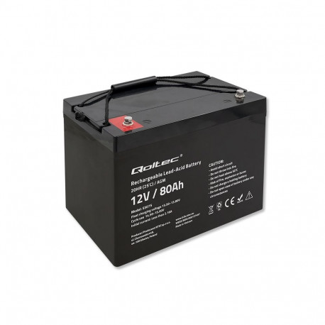 Qoltec AGM aku 53075 12V 80Ah 23.5kg