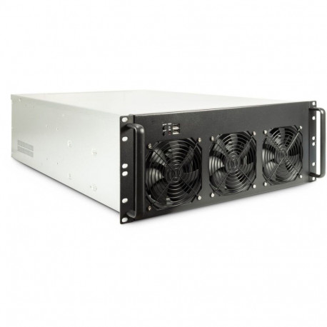 Inter-Tech rackkapp 4F28, must, hõbedane