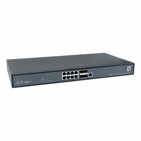LevelOne 12-Port L3 Managed 10-Gigabit Switch, 8 x 1G/2.5G/5G/10G RJ45, 4 x 1G/2.5G/10G SFP+ Uplinks