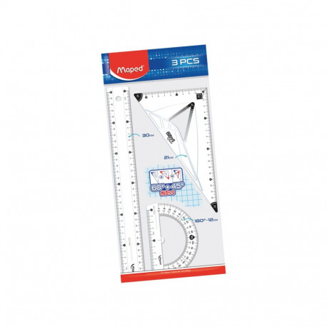Joonlaud 30cm+mall 12cm+kolmnurk 2in1 Essentials 242