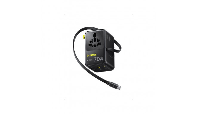 EnerCore laadija CG11 keritava kaabliga 2AC+2U+70W, must