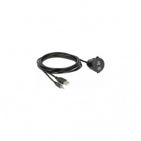 "Kabel USB Typ A Stecker + 3,5 mm 4 Pin Klinkenstecker > Einbaubuchse mit Verschlussdeckel USB Typ A