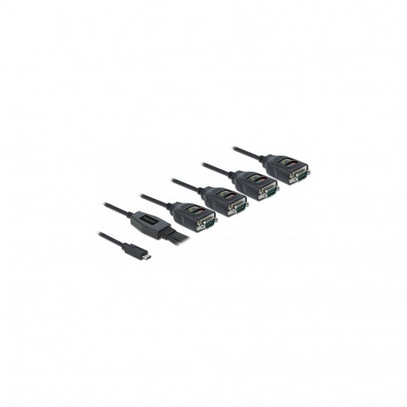 "Adapter USB Type-C™ zu 4 x Seriell RS-232 DB9 mit 15 kV ESD Schutz"
