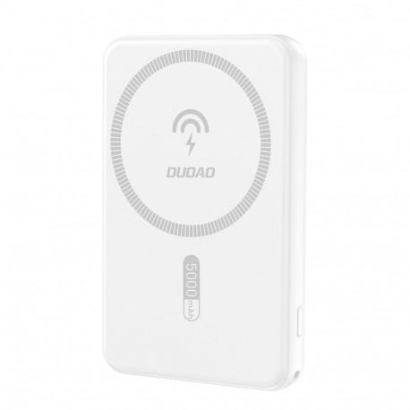 Dudao K14S Magnetic Power Bank 20W 5000mAh 1x USB-A 1x USB-C - White