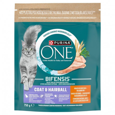 PURINA One kuiv kassitoit Bifensis karvkatte hooldus ja karvapallide vastane kana-rikas 750g