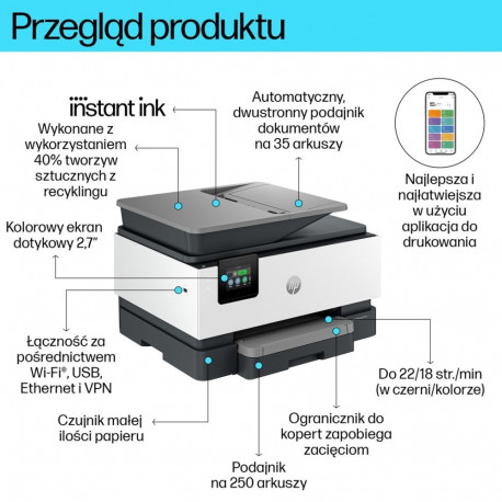 HP kõik-ühes juhtmevaba värviline printer 9120e Instant Ink kahepoolselt printimine
