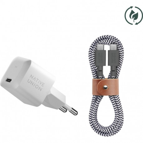 Native Union laadija 30W USB-C GaN kiire koos USB-C kaabliga Zeb., valge