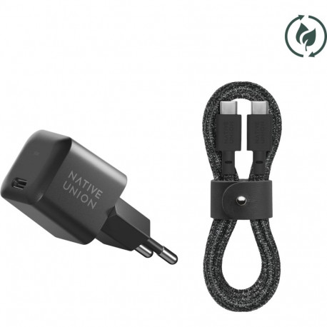 Native Union USB-C GaN-kiirlaadija 30W, must + USB-C-kaabel Cos.