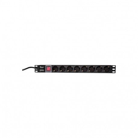 LogiLink pistikuriba 19" 1HE 8-pesaline koos 2m toitekaabli ja lülitiga