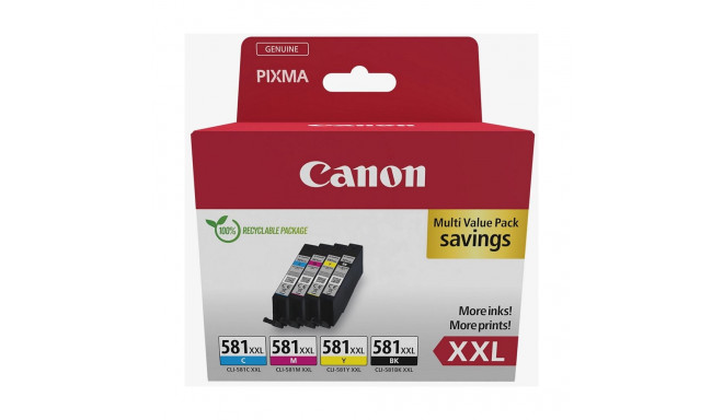 Canon tindikassetid CLI-581XXL 1998C004 4tk, must, magenta, tsüaan, kollane
