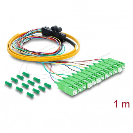Delock LWL pigtail fanout kaabel 12x SC-APC simplex-pistikud kuni 12x avatud kaabliotsad 1m