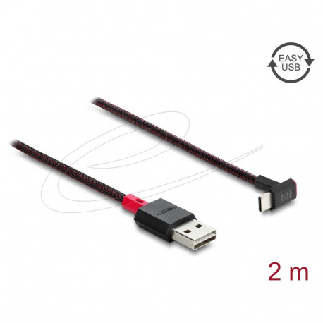 "Delock EASY-USB 2.0 Kabel Typ-A Stecker zu USB Type-C™ Stecker gewinkelt oben / unten 2 m schwarz"