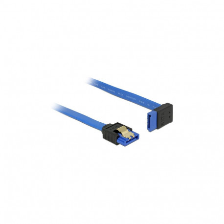 "DELOCK Kabel SATA 6 Gb/s Buchse gerade > SATA Buchse oben gewinkelt 100cm blau mit Goldclips"