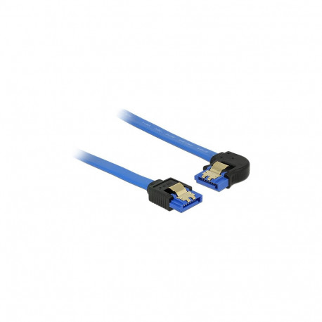 "DELOCK Kabel SATA 6 Gb/s Buchse gerade > SATA Buchse links gewinkelt 30cm blau mit Goldclips"