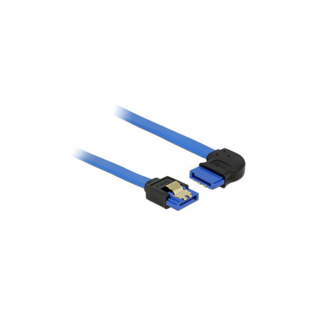 "DELOCK Kabel SATA 6 Gb/s Buchse gerade > SATA Buchse rechts gewinkelt 20cm blau mit Goldclips"