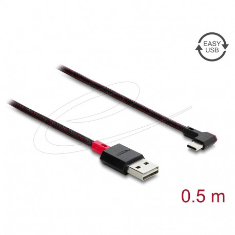 "EASY-USB 2.0 Kabel Typ-A Stecker zu USB Type-C™ Stecker gewinkelt links / rechts 0,5 m schwarz"