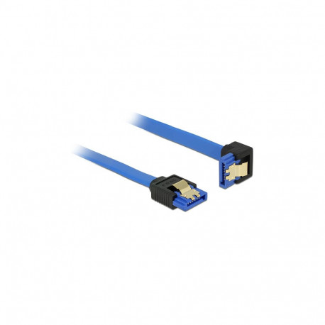 "DELOCK Kabel SATA 6 Gb/s Buchse gerade > SATA Buchse unten gewinkelt 20cm blau mit Goldclips"