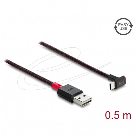 "Delock EASY-USB 2.0 Kabel Typ-A Stecker zu USB Type-C™ Stecker gewinkelt oben / unten 0,5 m schwarz