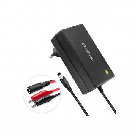Qoltec 52662 Automatic charger for AGM GEL STD batteries | 24V charger | 19.2W | 5.5x2.1 | 1.8m cabl