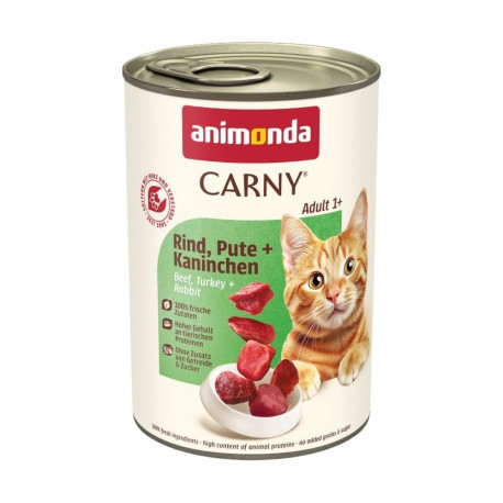 ANIMONDA Carny Adult veiseliha, kalkuni, küülikuga märg kassitoit 400g