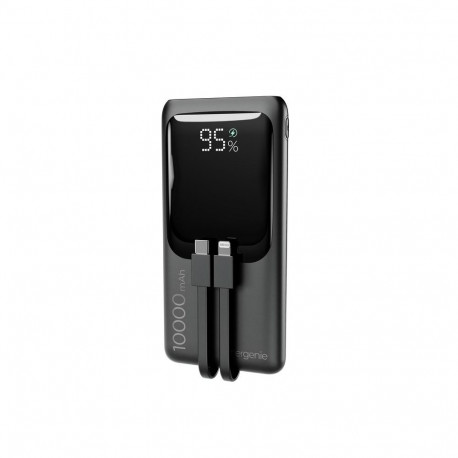 Gembird akupank PB10-PD20-LCD-01 kiirlaadimisega integreeritud kaablitega 20W 10000mAh, must