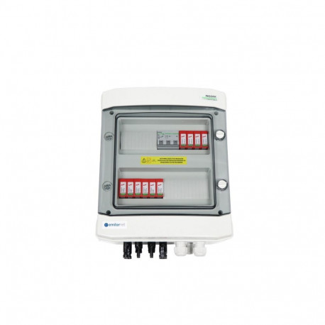 Switchgear attached DCAC hermetic IP65 EMITTER with DC surge arrester Dehn 1000V type 2, 2 x PV stri